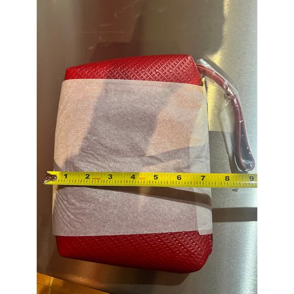 Winston Unique-shaped tote front pocket & removable cosmetic pouch Red NWT - Picture 9 of 15